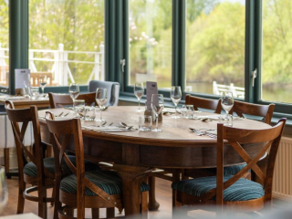 restaurant table for 6 with view portrait at Diglis House